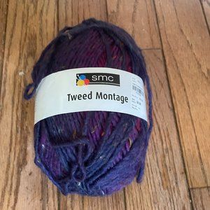 1 Large Skein SMC Tweed Montage Wool Blend Yarn Color 0506 Purple Combo 247 yds.